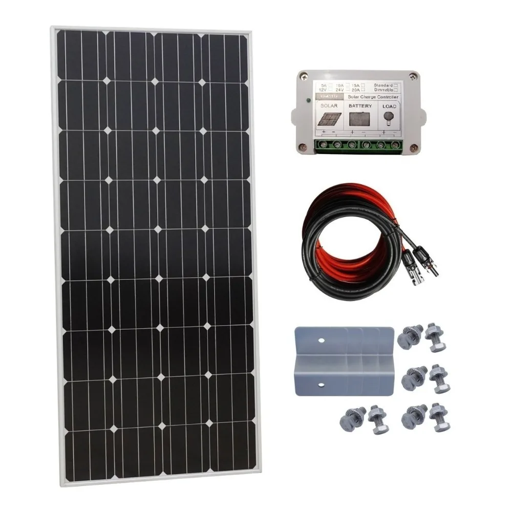 

150 Watt COMPLETE KIT Off Grid system PV Solar Panel for 12V battey for RV Boat *