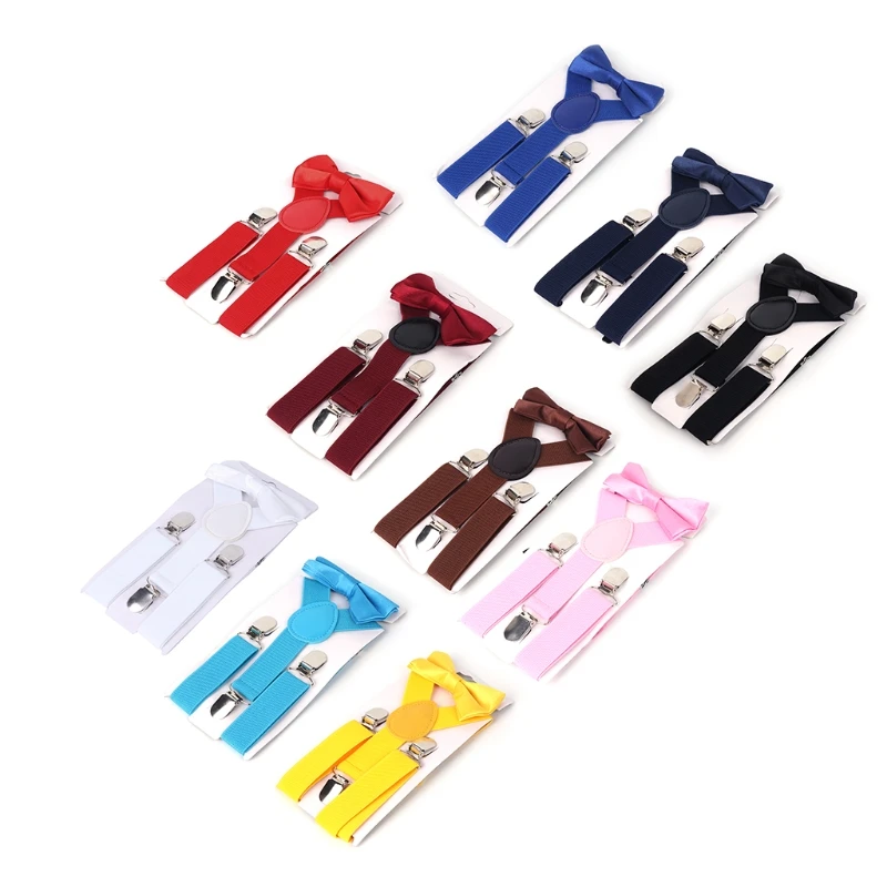 

KLV Kids Suspenders Suit Adjustable Elastic Tie Baby Outfit Boys Girls Brace Fashion