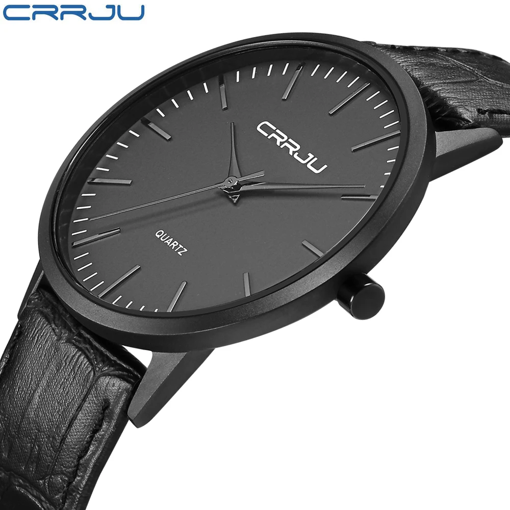 Men's Fashion Wrist Watch Black Quartz Wrist Watch Ultra Thin Case With