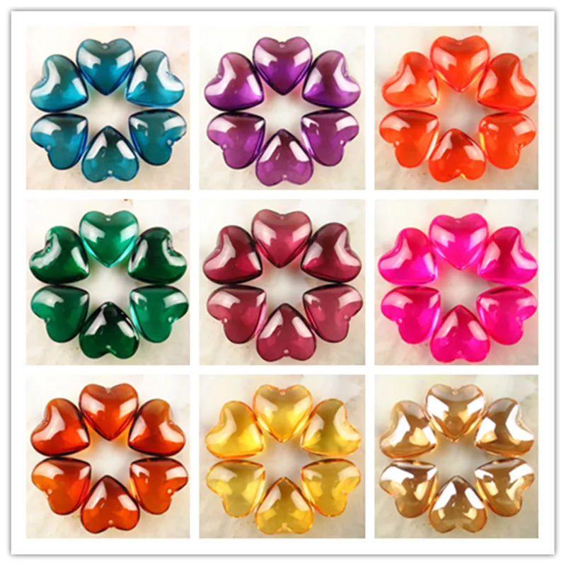 

2Pcs mixed colorful Crystals Heart Pendant Bead 23x24x10mm