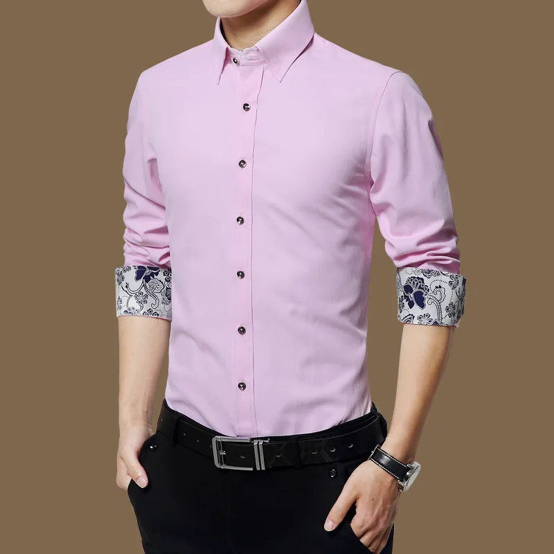 Плюс Размеры Корейская одежда для Для мужчин Сорочки выходные для мужчин с длинным рукавом Мода Весна Твердые камиза Slim Fit Hombre Бизнес официальная рубашка 5xl