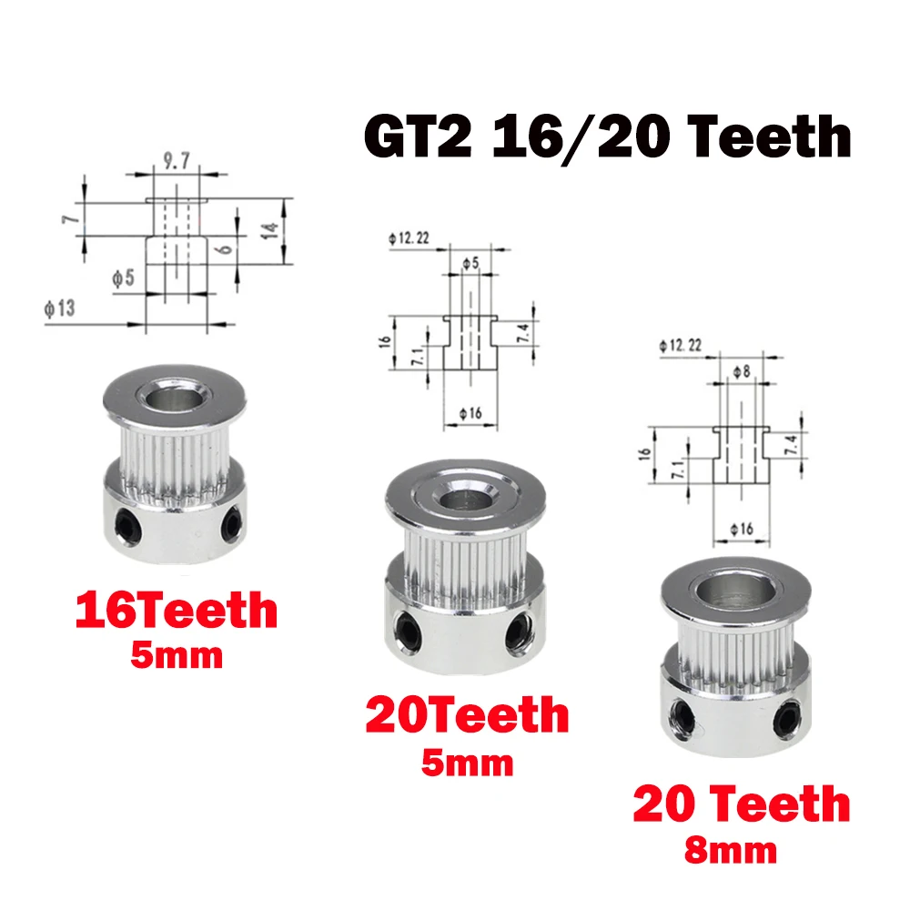 Детали для 3D принтера GT2 аксессуар 20 зубьев 16 отверстие 5 мм/8 мм алюминий 6