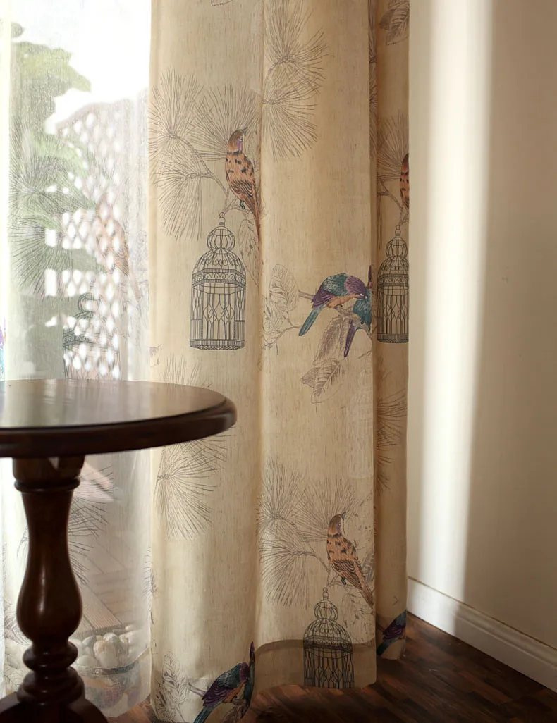 Затемненные занавески для гостиной, американский деревенский стиль, декоративные занавески для кухни на окно с принтом птиц, занавески для спальни, панель(A123
