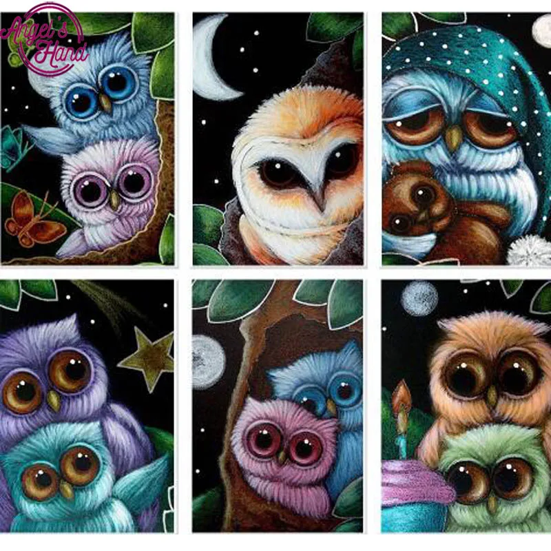 Diamond Mosaic Embroidery cartoon Owl Patterns Handmade Craft Gift Full square Painting Cross Stitch Animals Home Decor | Дом и сад
