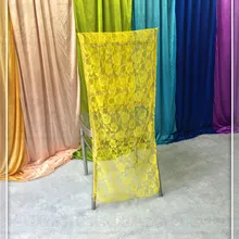 Chiavar стул Вытяжки шапки Пояса лук Кружево Ткань Настольная дорожка скатерти, салфетки юбка наложения Лен свадьбу Аксессуары