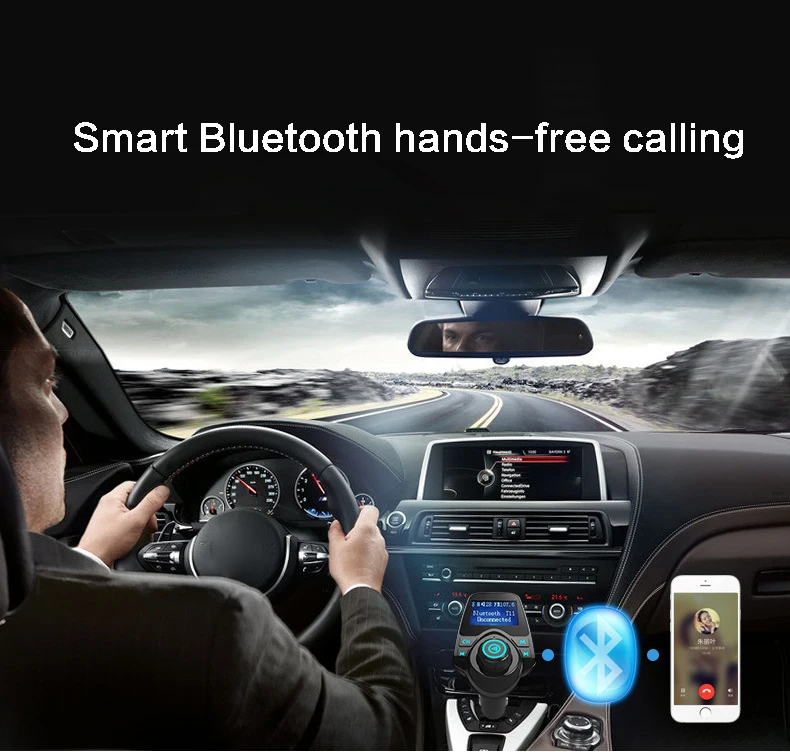 Хайна Bluetooth Беспроводной автомобильное зарядное устройство Aux Порты и разъёмы Автомобильный MP3-плеер радио FM модулятор Автомобильное устройство для быстрой зарядки с аудио
