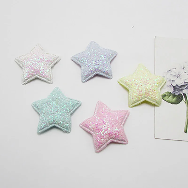 

30pcs 4cm shiny star Padded Patches Appliques For Clothes Sewing Supplies DIY Hair Bow Decoration free shipping