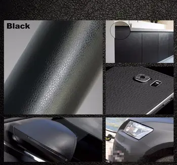 

Car Wrap Film SUNICE Waterproof Black Leather Vinyl PVC Sticker Decals Car Color Change Wrapping Sheet Car Exterior Inner Decor