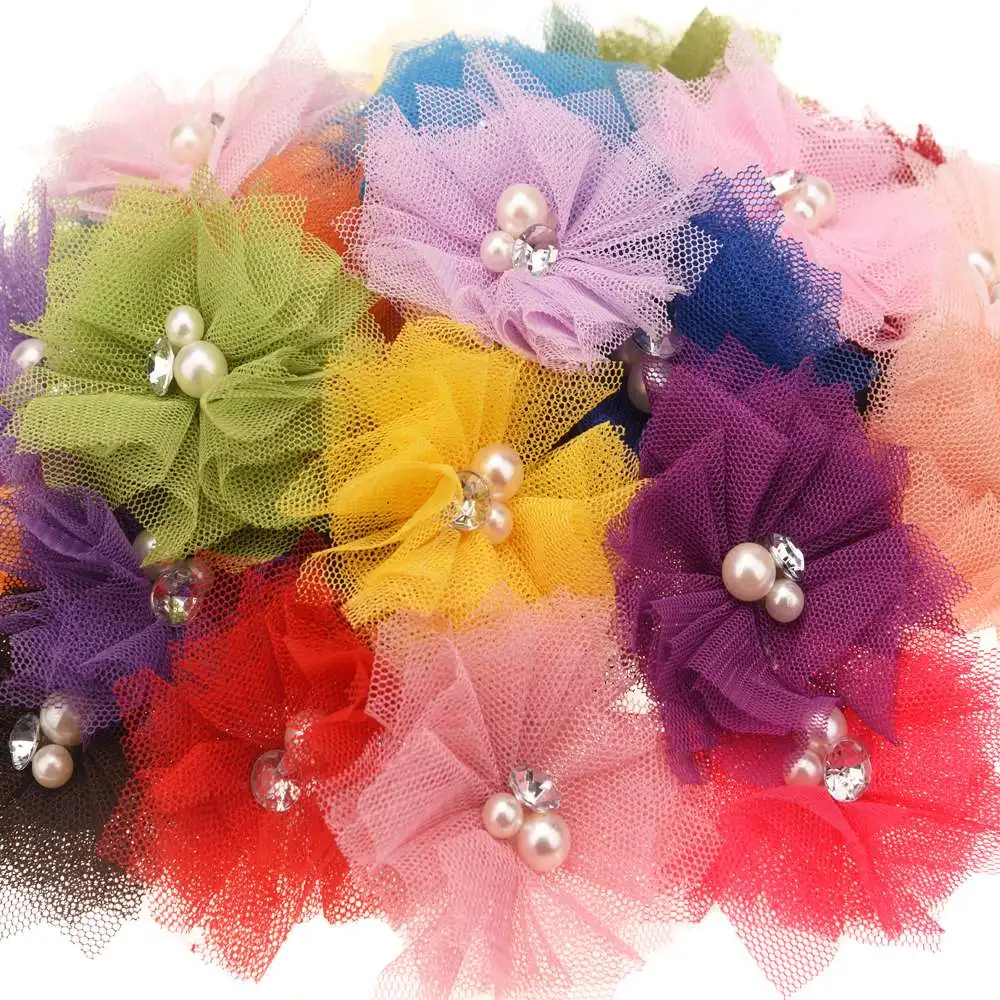 320pcs Boutique Hair accessories Mesh Flower Cute DIY Flowers Accessory