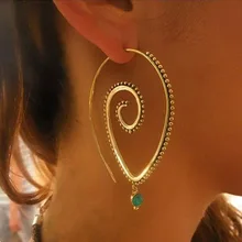 Богемные серьги-кольца с зеленым кристаллом для женщин, геометрические серьги в стиле стимпанк, ювелирное изделие, Букле д 'Орель, подарок на день Святого Валентина