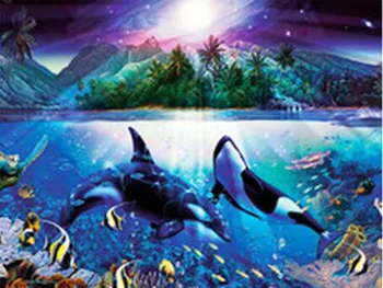 

Marines life DIY Diamond Painting double dolphins full square DIY Diamond embroidery full round Diamond painting Mosaic sea