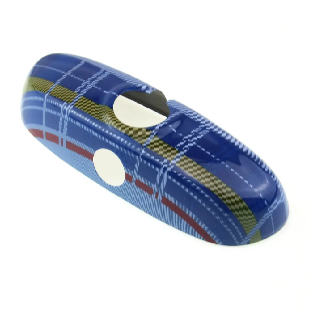 Blue font b Tartan b font Color Stripes Interior Rear View Mirror Cover Cap For MINI