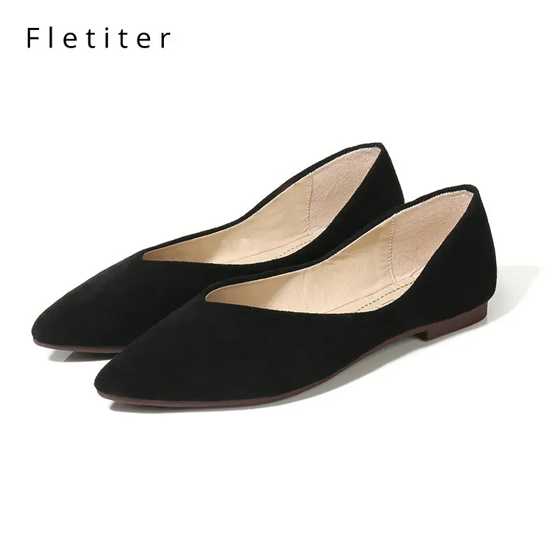 

Women's Shoes Fashion Women Flats Pointed Black Ballet Flat Spring Summer Ballerina Flats Ladies Casual Footwear Size 33-43