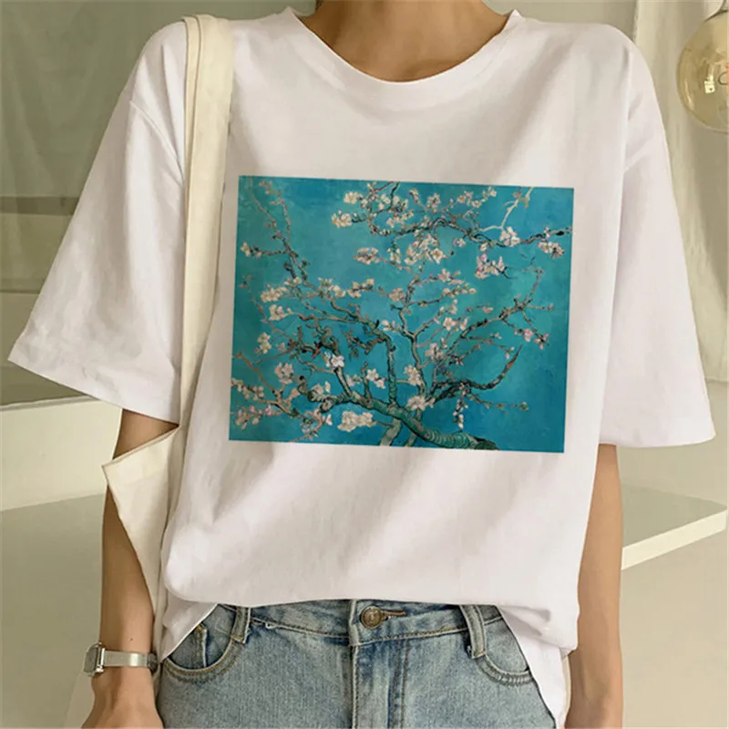 Van Gogh Oil Art Футболка с принтом женский топ Женская Повседневная новая уличная Футболка Harajuku graphic tee Shirt