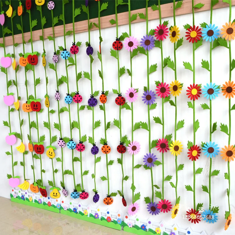 1 Meter Colorful EVA Sunflower Pumpkin Fruit Insect Kindergarten Nursery Decoration Curtain DIY Assembling Puzzle Toys Gifts