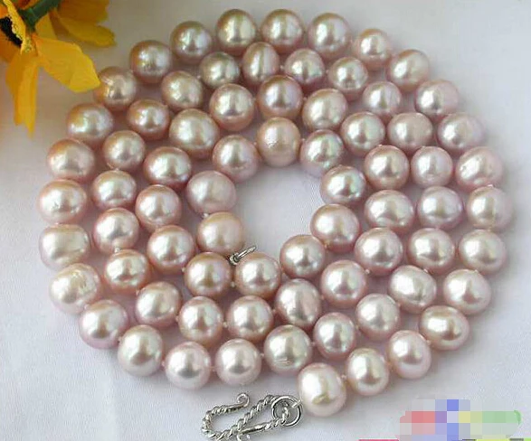 

DD Wholesale FREE SHIPPING >>>REAL 32" 12MM ROUND LAVENDER FRESHWATER CULTURED PEARL NECKLACE p1320