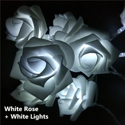 Светодиодная цветочная новогодняя свадебная праздничная садовая цветная гирлянда роза - Испускаемый цвет: Белый
