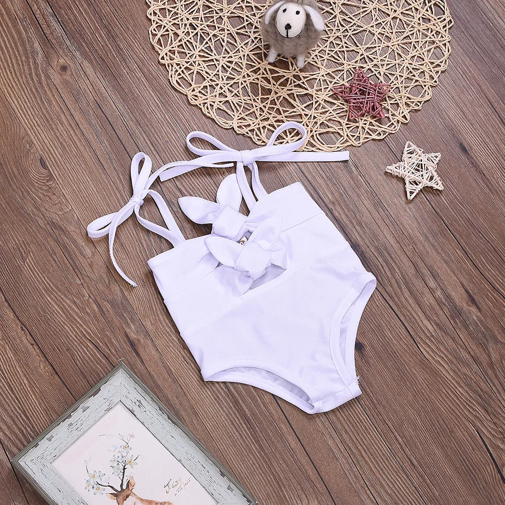 

Summer Kids Baby Girls Knotted Bikini Beach Tankini Swimsuits Bathing Swimwear(White)