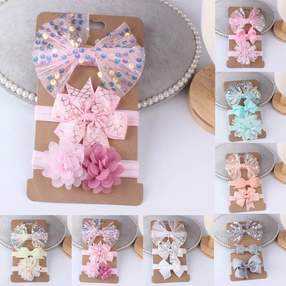 

3PCs Baby Girl Toddler Lace Flower Hair Band Headwear Kids Headband Accessories