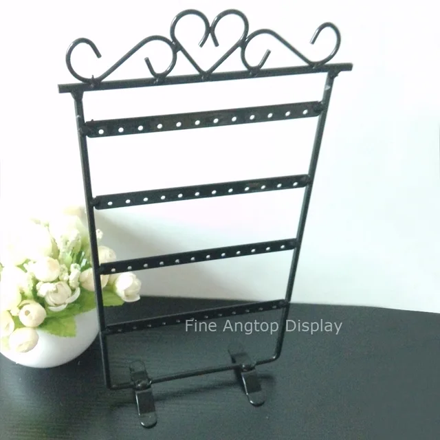 Quality Black Metal Earring Display Stand Holder 48 Holes Jewelry Quality Black Metal Earring Display Stand Holder 48 Holes Jewelry Organizer Rack