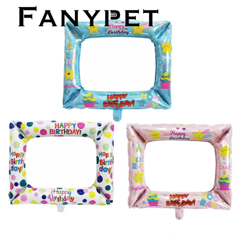 

1PCS New Style Balloon Aluminum Foil Photo Frame Balloons Happy Birthday Family Party Photo Artifact For Boys And Girls props