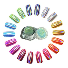 Новое обновление лазерного радужного волшебного зеркального порошка 0,5 г в бутылке для дизайна ногтей, Блестящий цветной Хамелеон гальванический порошок NCU