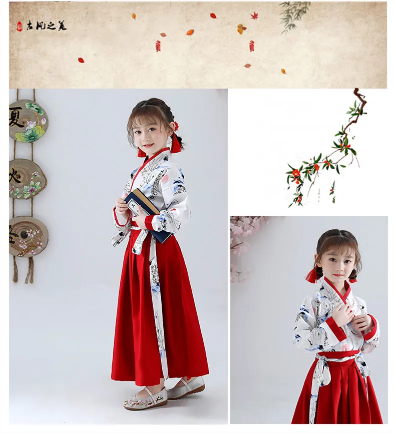 Crane Hanfu, Древний китайский костюм для детей, нарядное платье династии Тан, народное платье, Стильный Танцевальный Костюм, праздничная одежда для сцены