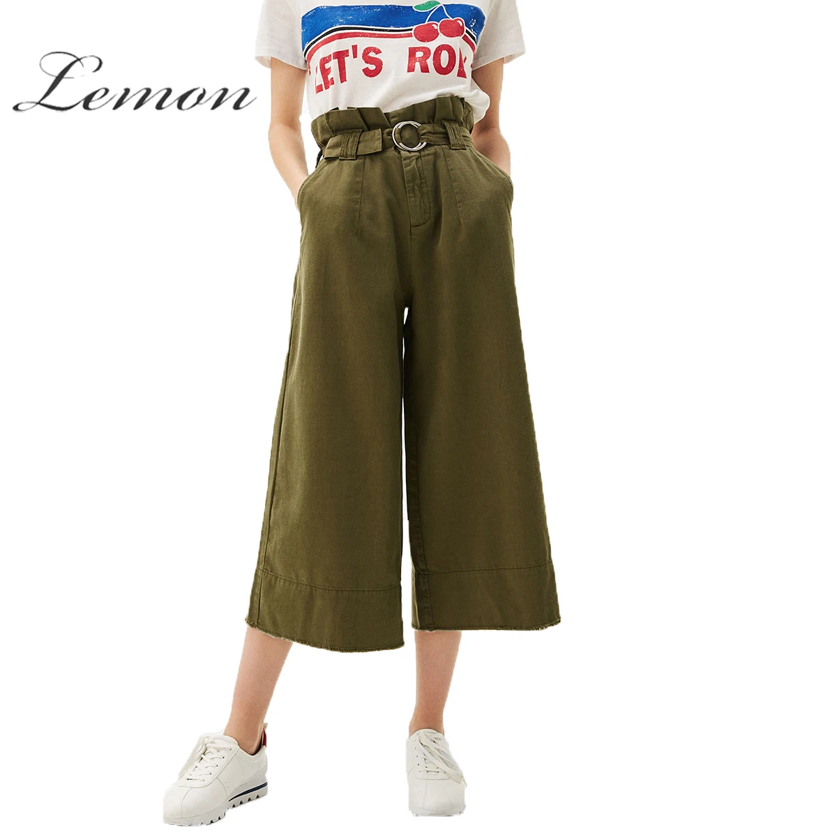 WayToIan Summer Women Casual Mid Waist Wide Leg Long Pants