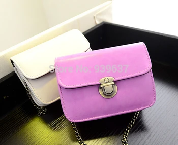 

2017 spring fashion new handbags High quality PU leather Female bag Chain Interlocking Shoulder small square bag sweet Women bag