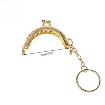

New 1pc 5cm Retro Jewlery Metal Flower Purse Coin Bag Arch Frame Kiss Clasp Lock With Key Ring DIY Craft #H105