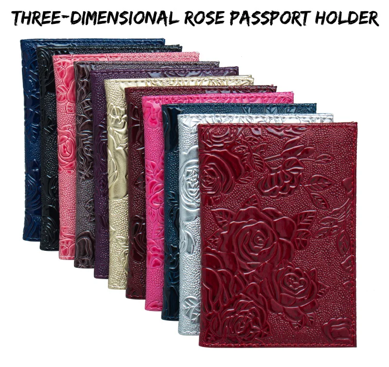Купить 1PC RED Three-dimensional Embossed Rose PU Leather Card Holer Women Travel Passport Holder Embossing Cover  Багаж и сумки | Card  ID Holders (32971974776)