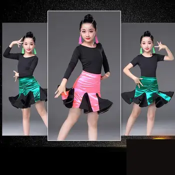 

Girl Short/long Sleeves Standard Latin Dance Dress Children Ballroom Dance Dresses Kids Salsa Rumba Cha Cha Samba Tango Dress