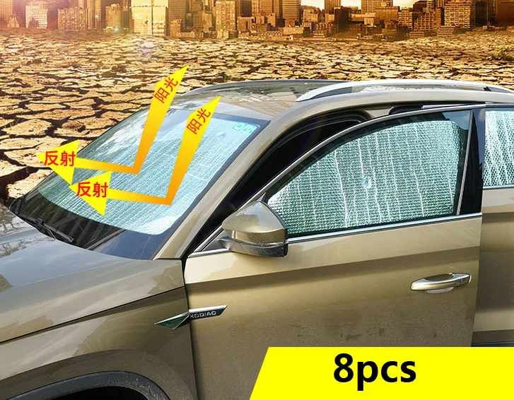 8pcs for SKODA KODIAQ without roof window Sunshade