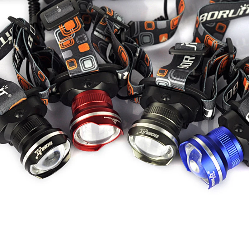Boruit 2000 LM T6 LED Headlamp Zoomable Waterproof 3 Modes Headlight Camping Hiking Head Lamp Torch Lantern Lights 6