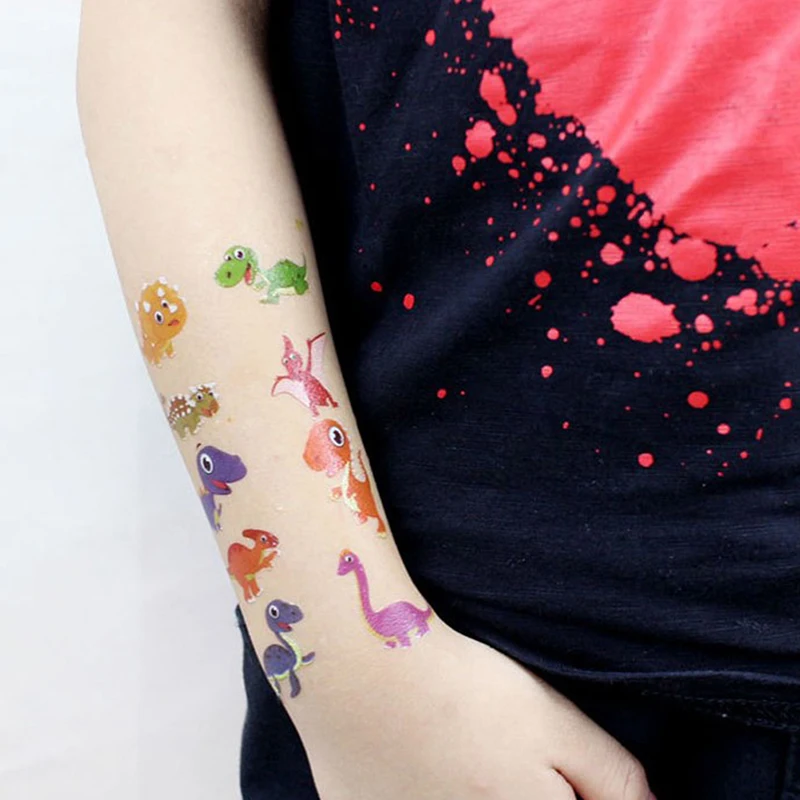 Kids Temporary Flash Tattoo Paste Baby Body Arm Tatoo Cartoon Dinosaur Waterproof Sticker 12 * 7.5cm | Красота и здоровье
