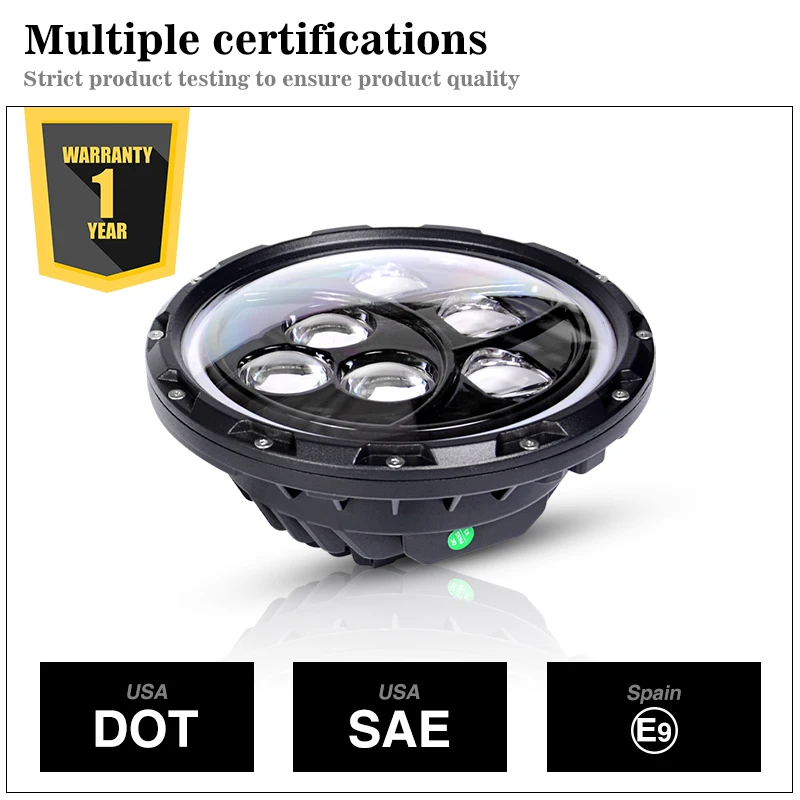 RACBOX 1 шт. 7 &quot60 Вт с светодиодный чипы фары проектора для Jeep Wrangler JK/TJ/LJ /CJ Hummer 6000LM Off