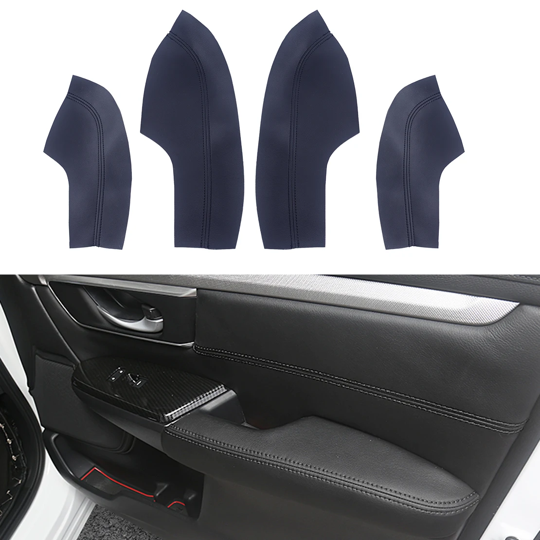 CITALL 4pcs Inner Door panel Armrest Protective Sleeve Trim PU Leather