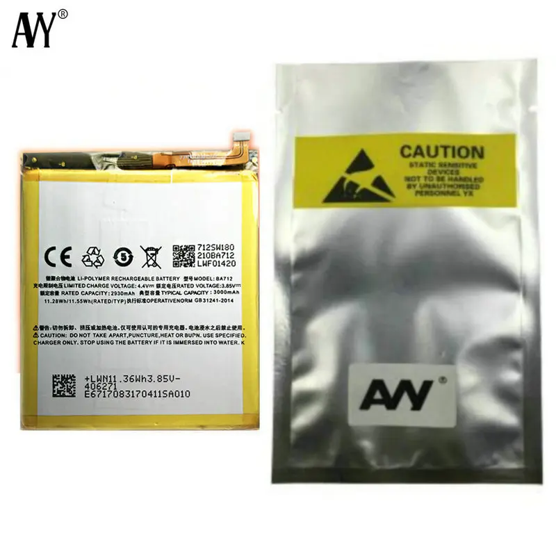 AVY Battery BA712 For MEIZU M6s Meilan S6 Mblu S6 M712Q/M/C M712H Mobile phone Rechargeable Li-polymer Batteries 2930mAh Tested AVY Battery BA712 For MEIZU M6s Meilan S6 Mblu S6 M712Q/M/C M712H Mobile phone Rechargeable Li-polymer Batteries 2930mAh Tested