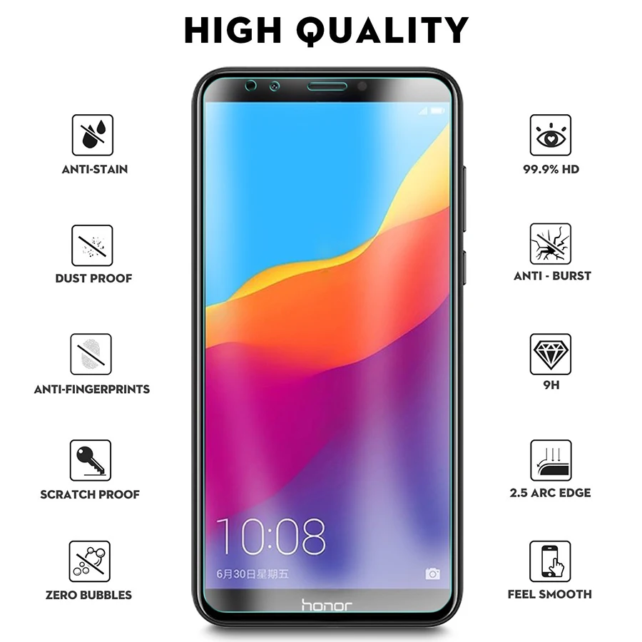 9H 2. 5D закаленное стекло для Huawei Honor 7C Защита экрана 7A Прозрачная защитная