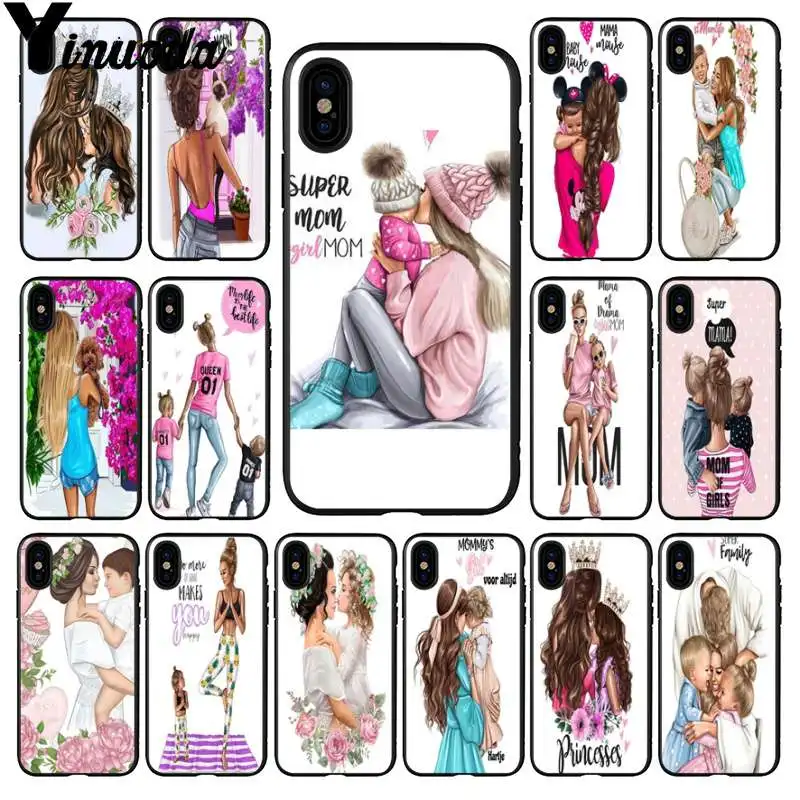 

Yinuoda Super mom girl Smart Cover Black Soft Shell Phone Case for iPhone 5 5Sx 6 7 7plus 8 8Plus X XS MAX XR