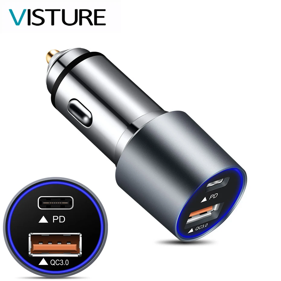 Автомобильное зарядное устройство PD QC3.0 с двумя USB зарядными устройствами для iPhone