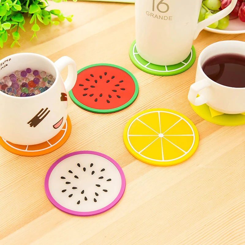 

1PCS/lot Silicone cup mat Fruit drink Coffee Mike coaster placemat stand for hot coasters Pad Slip Holder kitchen table mats