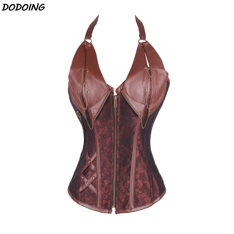DODOING 2019 Retro Corset Corsets Sexy Dress Overbust Shapewear Plastic Boned Bustiers Female Slim Underwear Body Buckle Lace Up