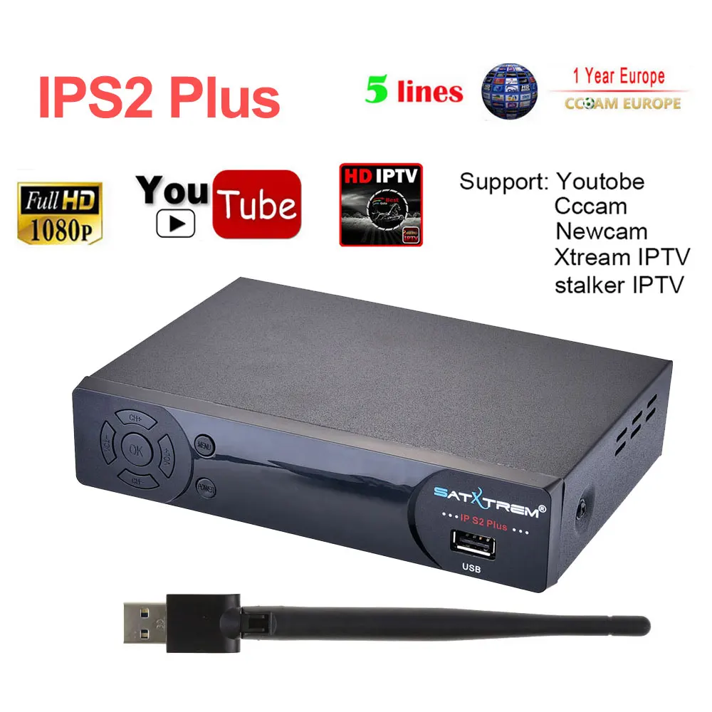 IPS2 Plus Digital Satellite Receiver Full HD 1080P DVB S2 support 1Year French IPTV UK/US/CA/EX