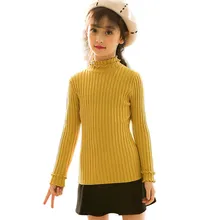 Осенне-зимние свитера для маленьких девочек, детский вязаный пуловер, детский джемпер, детская водолазка, детская одежда, свитер G91