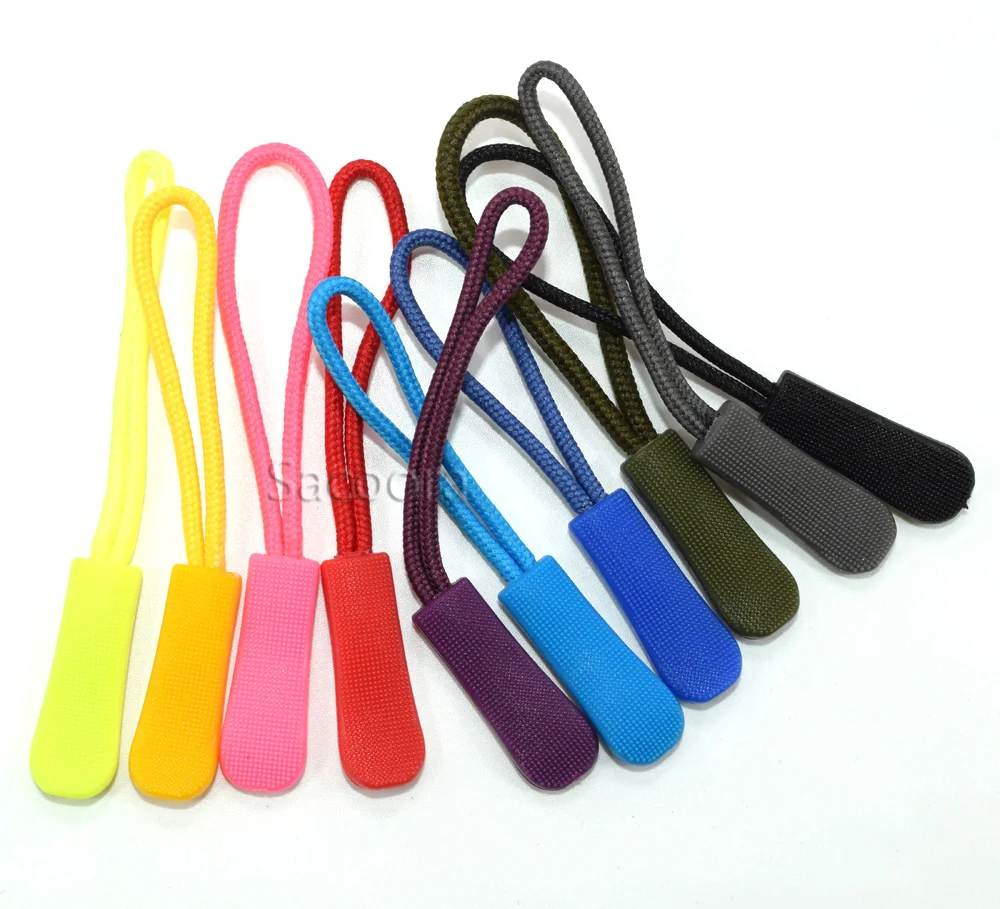 100pcs Mix Color Zipper Pulls Cord Rope Ends Lock Zip Clip Buckle For Paracord Accessories/ Backpack/Clothing