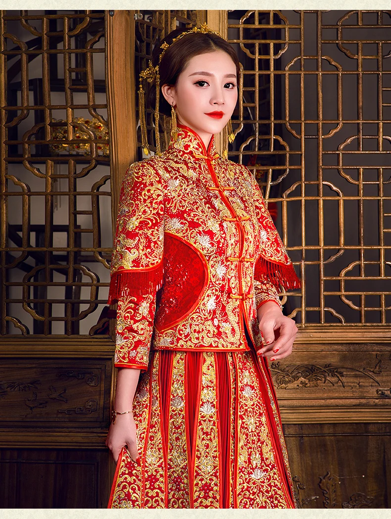 2018 модное красное вышитое Чонсам Ципао китайский женский халат Китайский традиционный свадебный платье невесты традиционная розовая