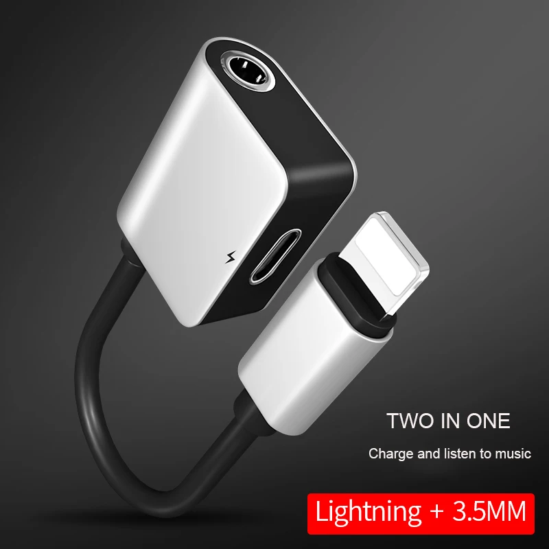 Audio Cable Adapter For iPhone 7 8 plus X 10 Earphone Cable For Lightning To 3 5mm 2 in 1 Headphone Jack Aux Cable Jack