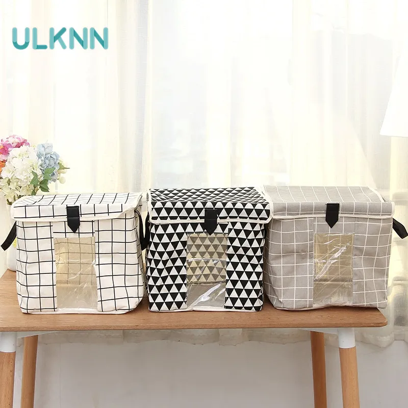 

Japan Style Cotton Linen Storage Basket for Cloth Snack Quilt Cosmetic Desktop Bucket Creative Storage Box Table Organizer