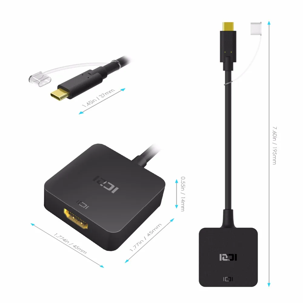 ICZI 4K USB C type C к HDMI кабель адаптер Thunderbolt 3 USB C HDMI кабель для MacBook Chromebook Pixel samsung S8 S9 huawei